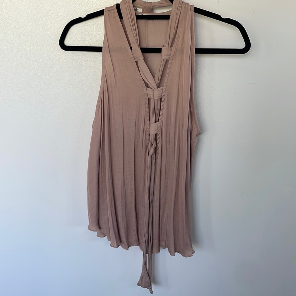 Free People dusty rose pink swing flowy boho sleeveless top tank. Size Small